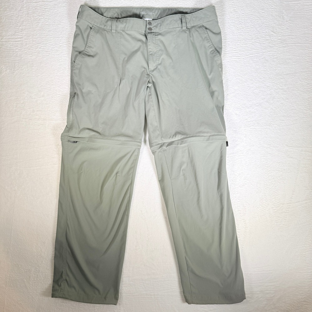 Columbia Mens Convertible Hiking Pants Zip Off Legs Khaki Size 22W Regular Green